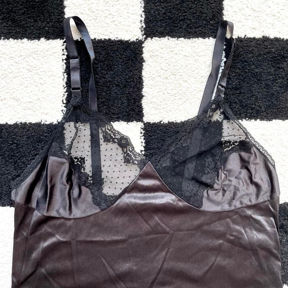 Vintage Black Nylon Slip Dress - Picture 3 of 4